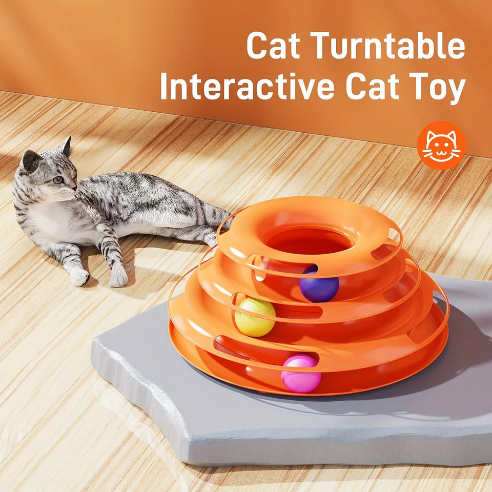 Cat Four Layer Turntable Toy Track Tower