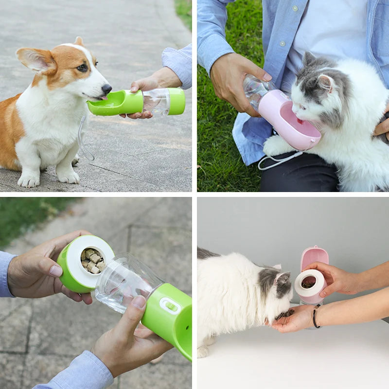 Portable Water Food Bottle Pets Outdoor Travel Drinking